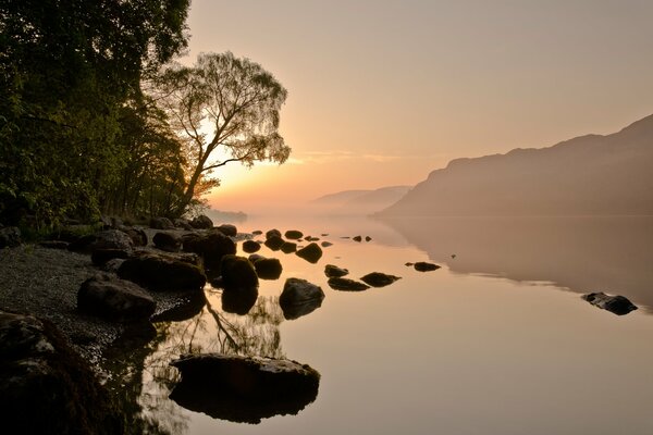 Fond d écran coucher de soleil sur le rivage