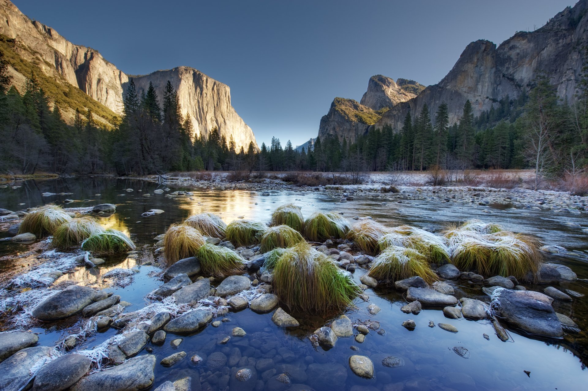 nature mountain river winter