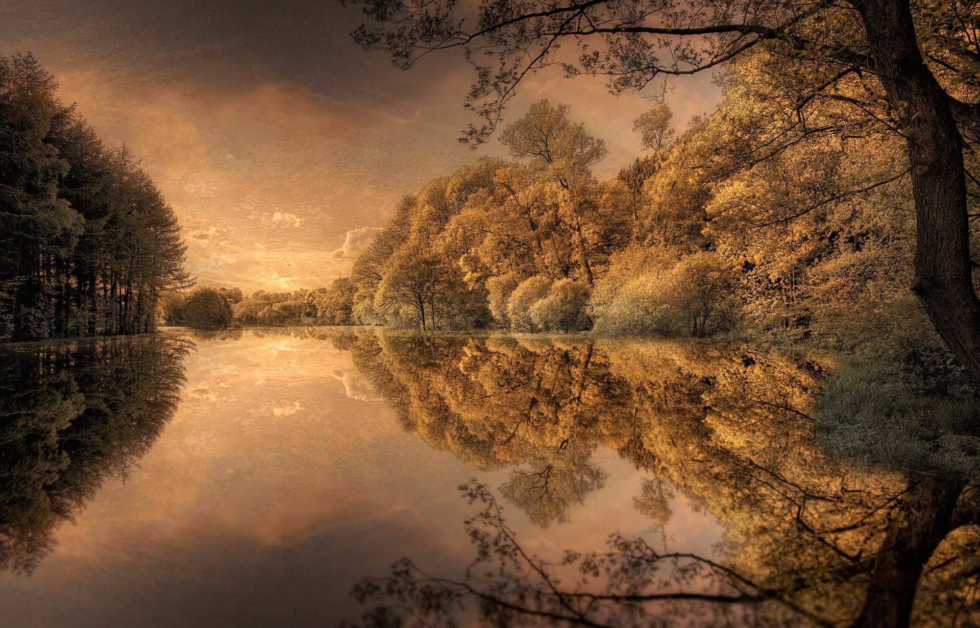 natur photoshop verarbeitung malerei fluss herbst