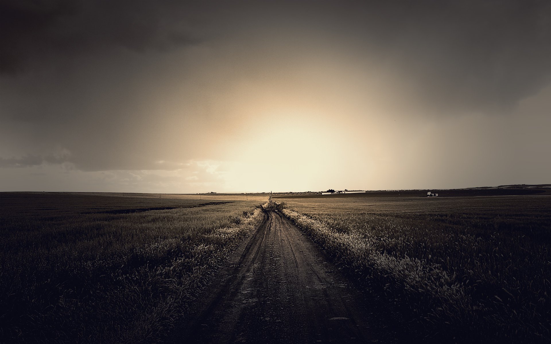 naturaleza paisaje carretera campo hierba cielo sol luz nubes 1920x1200