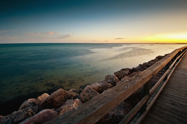 Ocean view from the wooden embankment