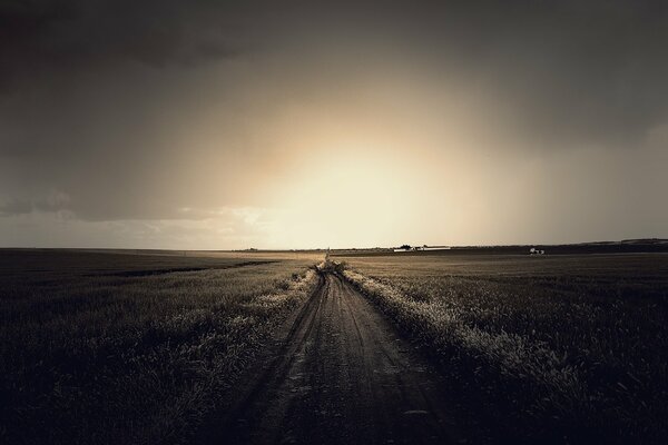 Die Schönheit der Landschaft ist die Straße im Feld