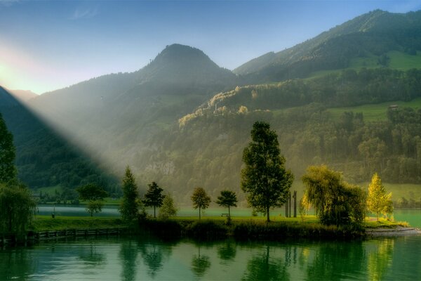 Belle nature de montagne à l aube