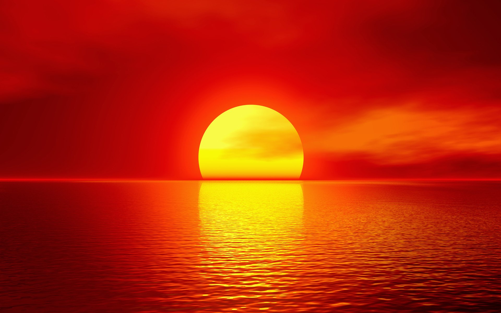 coucher de soleil soleil mer horizon rouge