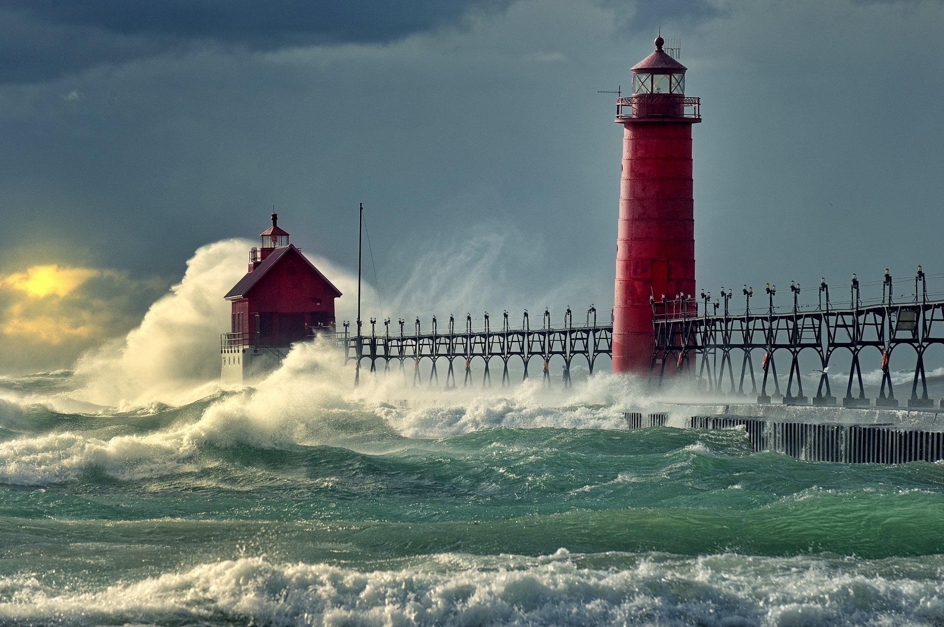 natur meer wellen liegeplatz pier leuchtturm