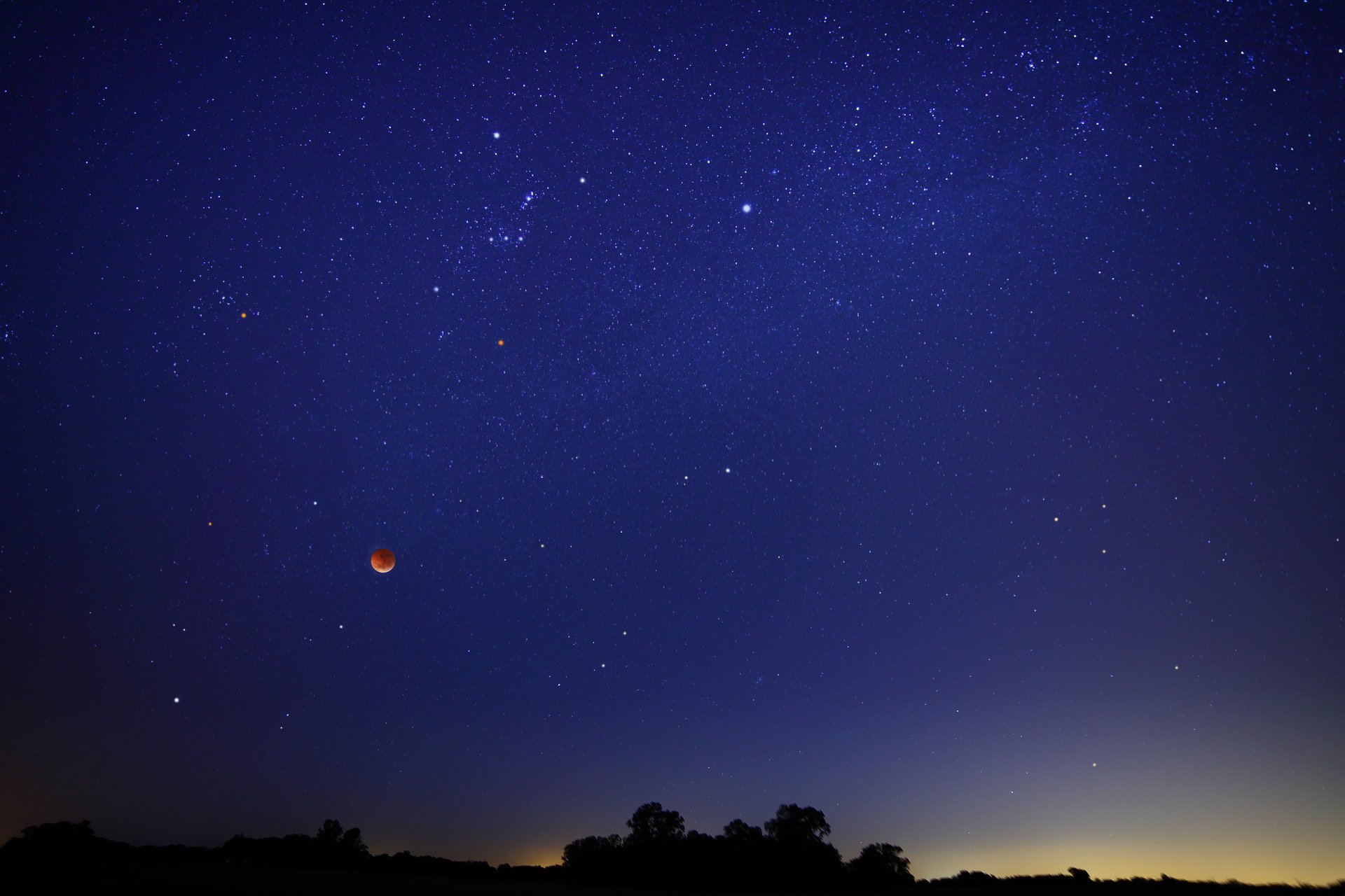 éclipse lune ciel étoiles