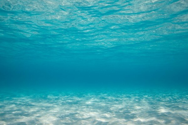 Mar azul con fondo de arena