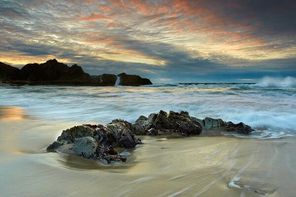 Sandy beach on far from the sea