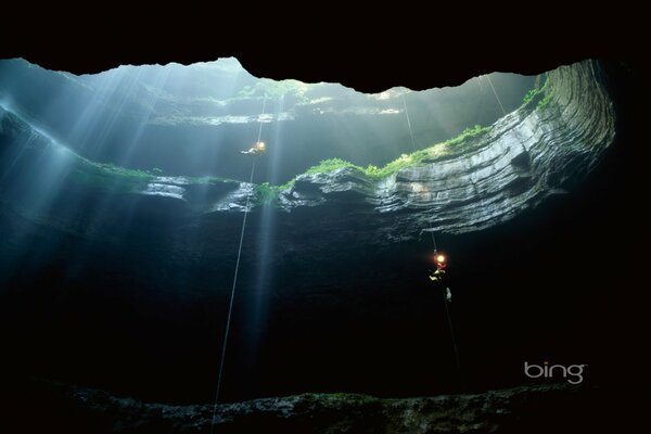 Cave darkness ray of light