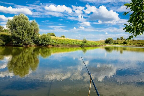 Pêche avec beau paysage