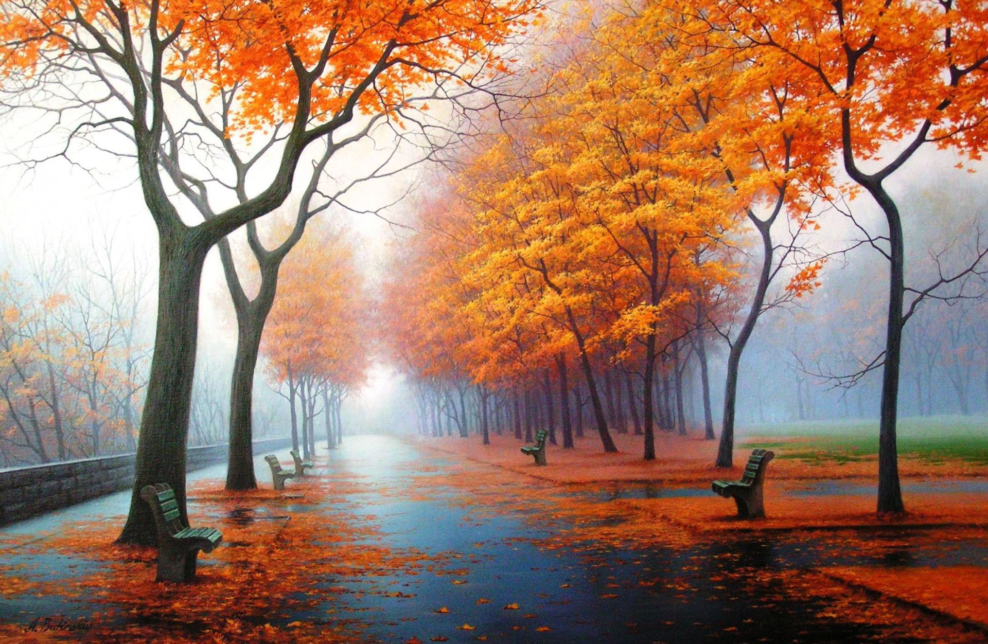 peinture peintures art nature dessin dessins automne parc