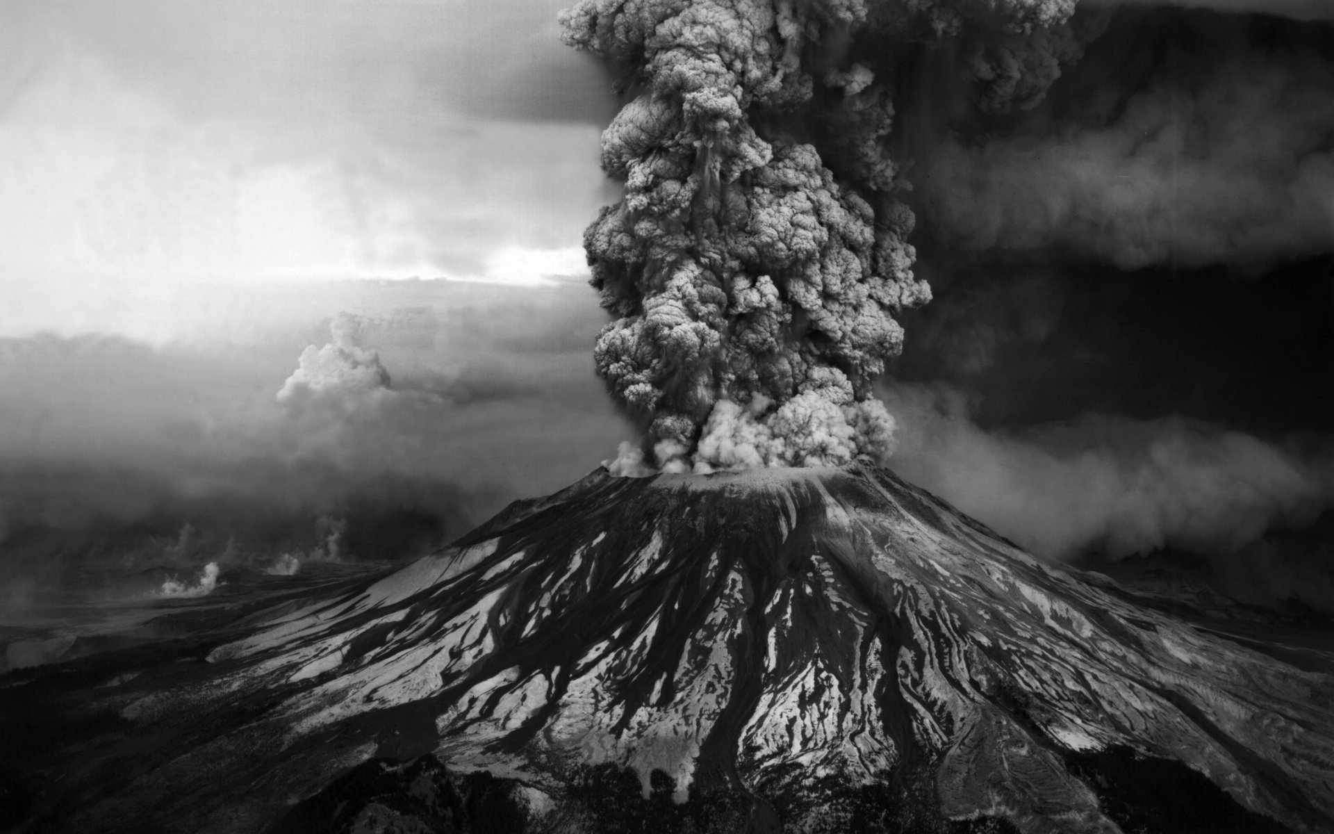 t. helens st. helena volcano mountain eruption ash photo black and white