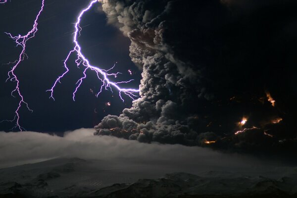 The element of nature clouds with lightning