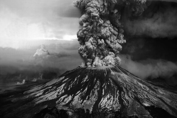 Volcanic eruption on the island of Saint Helena