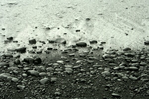 Rocky beach after the surf