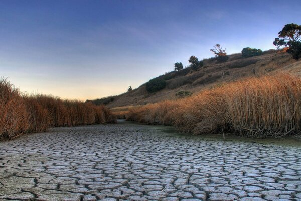 Dry riverbed with cracks