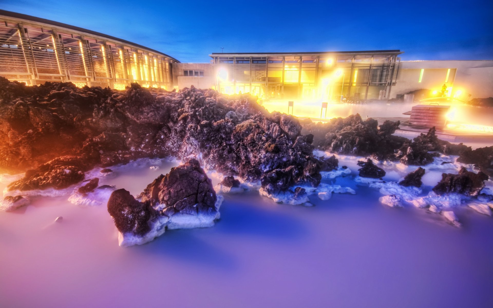 piedras agua noche hdr