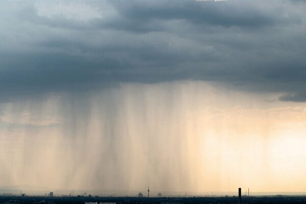 What rain looks like from a distance