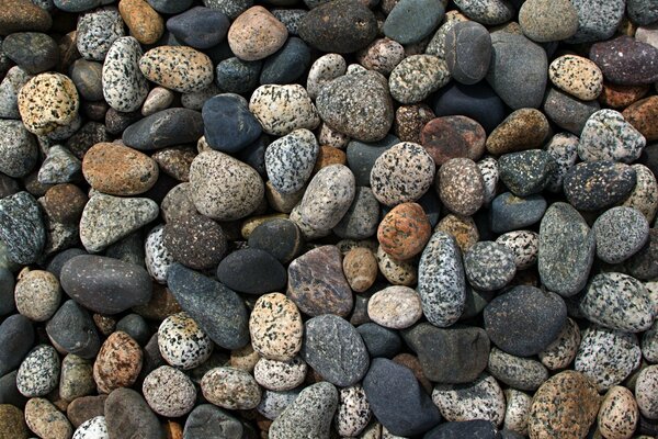 Wet round sea pebbles