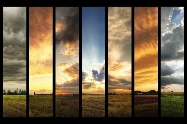 Rayas con nubes y campos