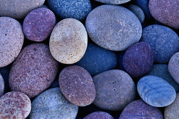 Piedras de guijarros azules y púrpuras