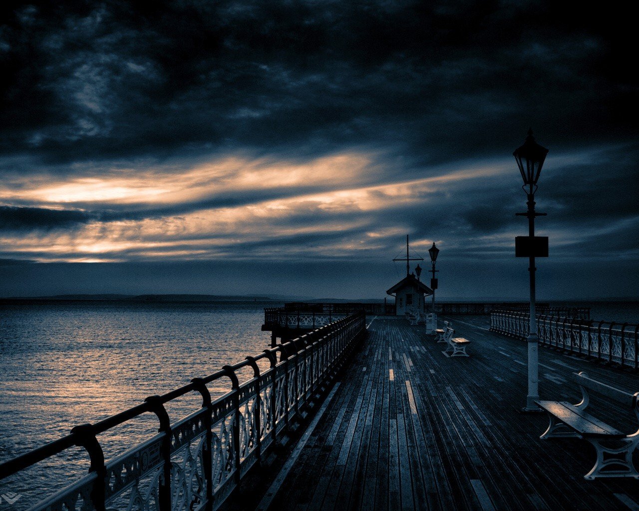 pier clouds night