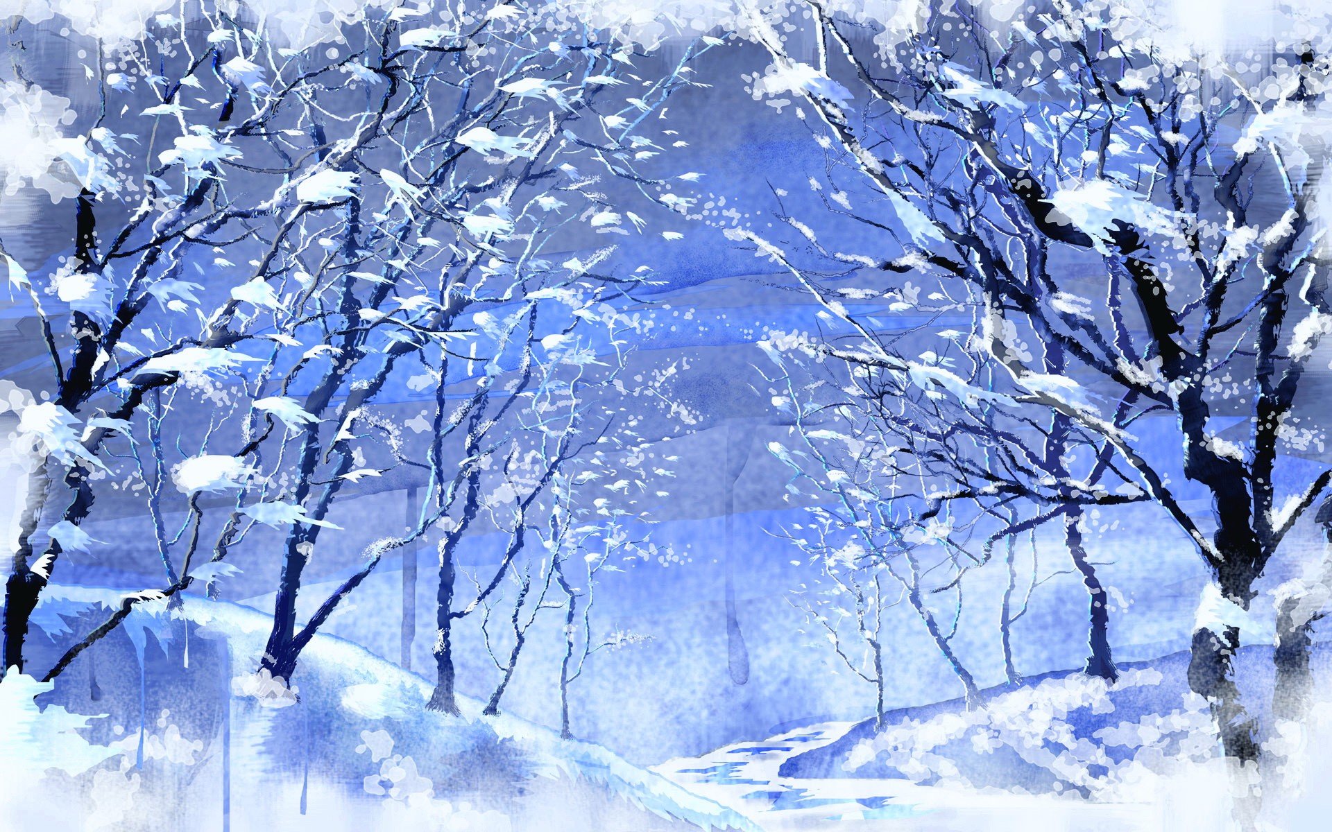 figura inverno alberi neve