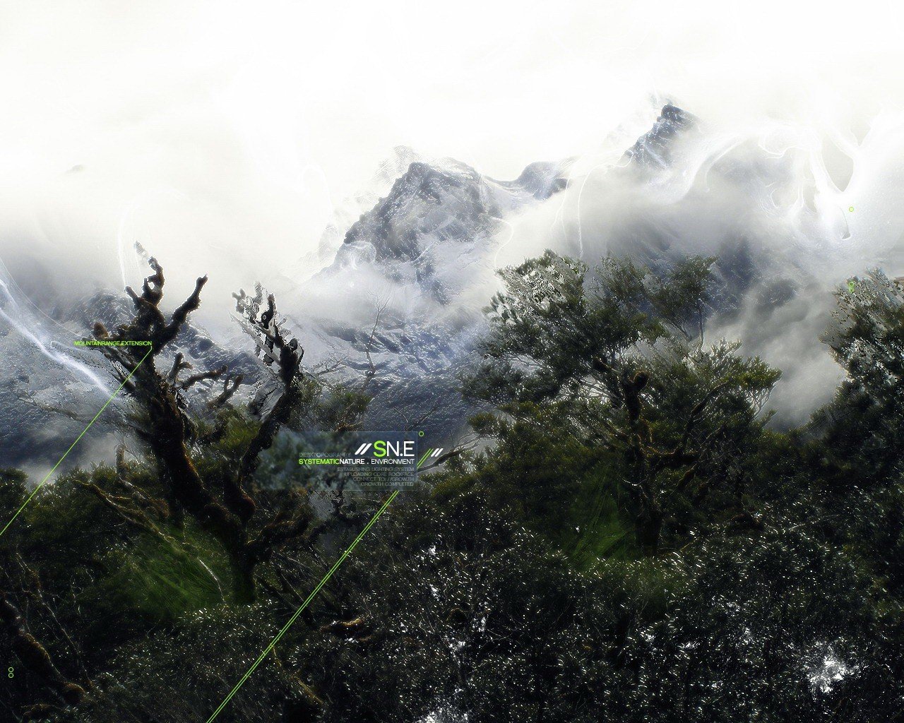 árboles montañas nieve