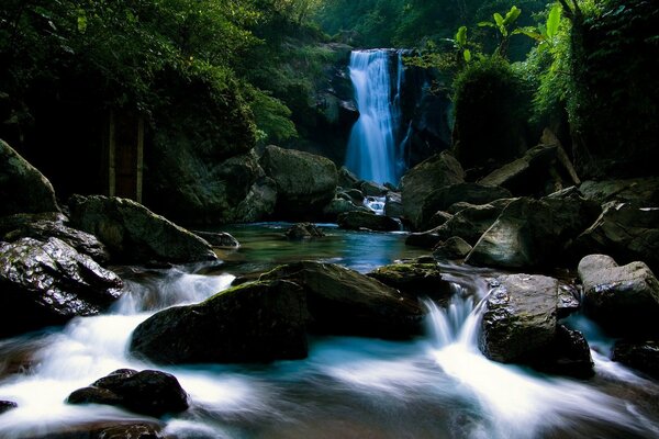 Beautiful waterfall on the background of stones