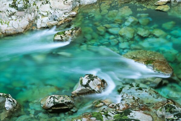 Photo de pierres dans le courant de l eau