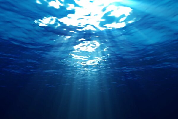 Penetrated rays through the ocean water