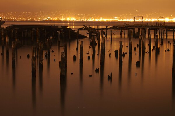 Water lake in the fog