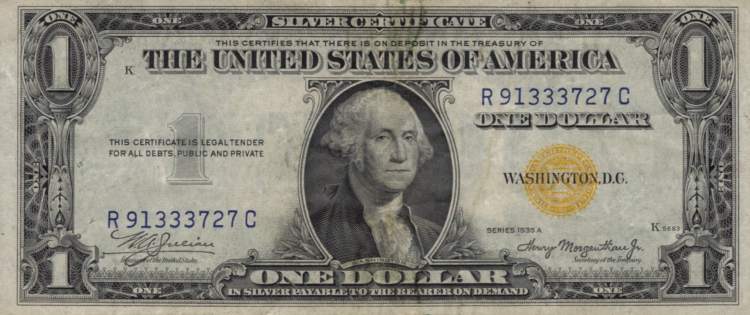 dólar uno washington amarillo demanda serie estados unidos estados unidos