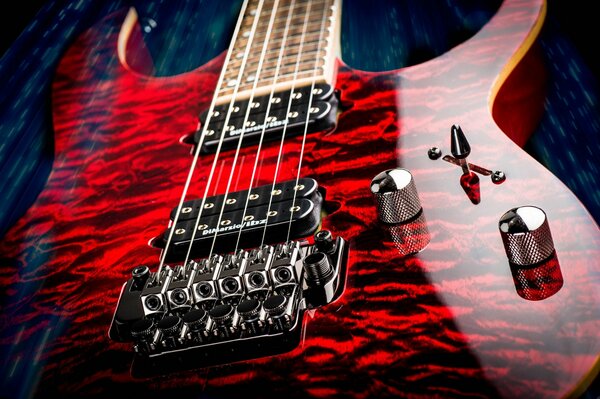 Photo de gros plan de guitare rouge