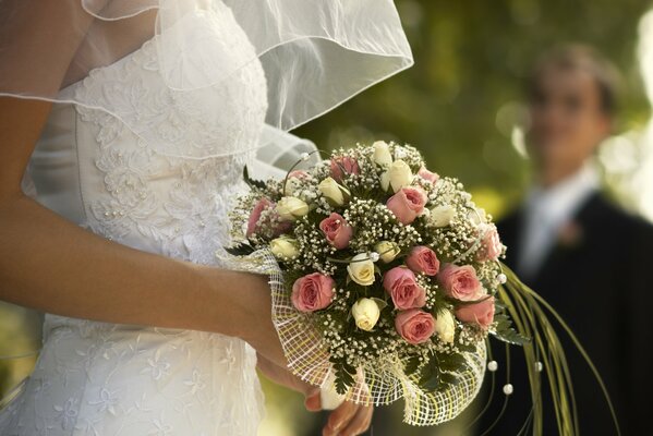 The decor of the bride s bouquet at the wedding