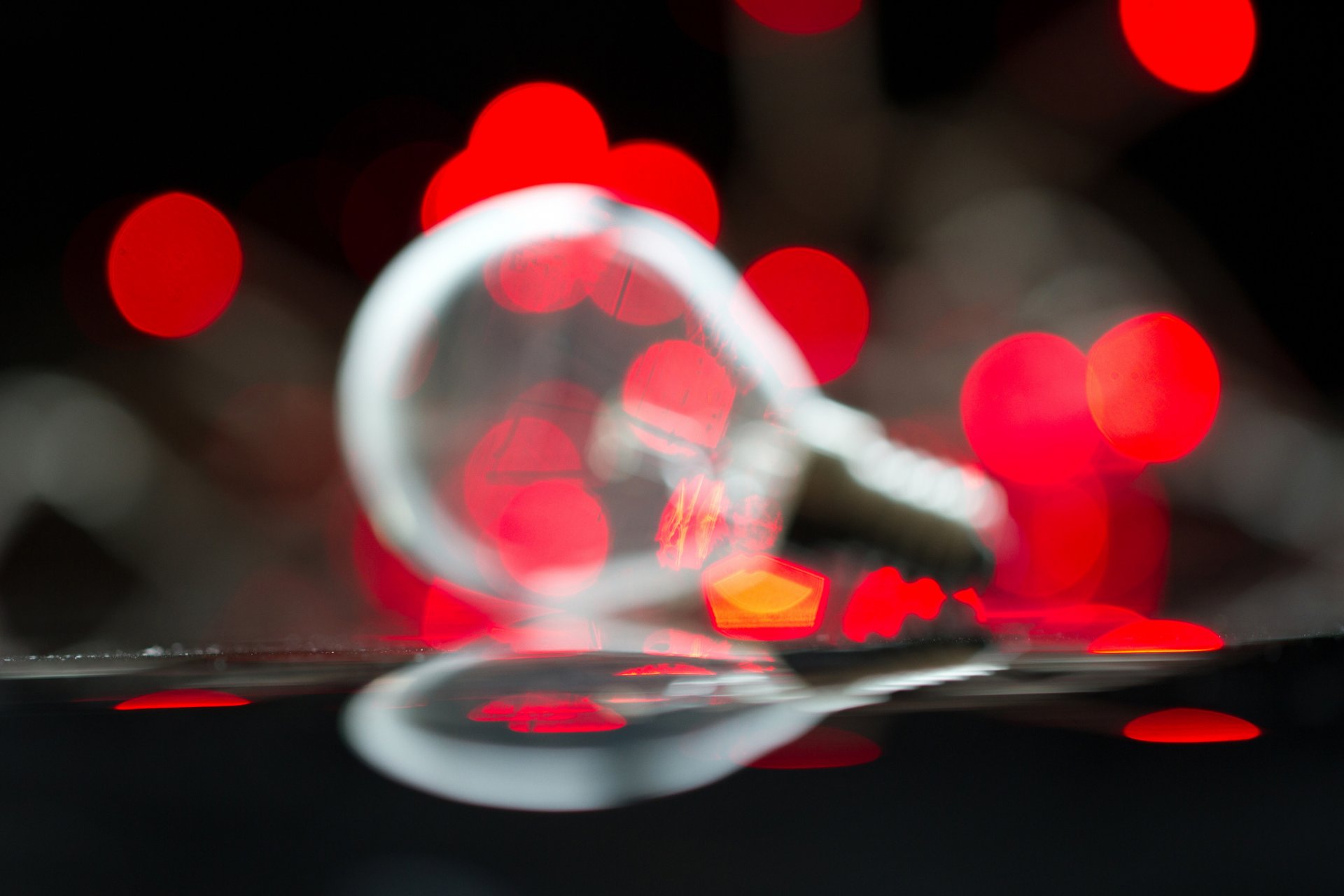 light bulb reflection light bokeh lights red macro