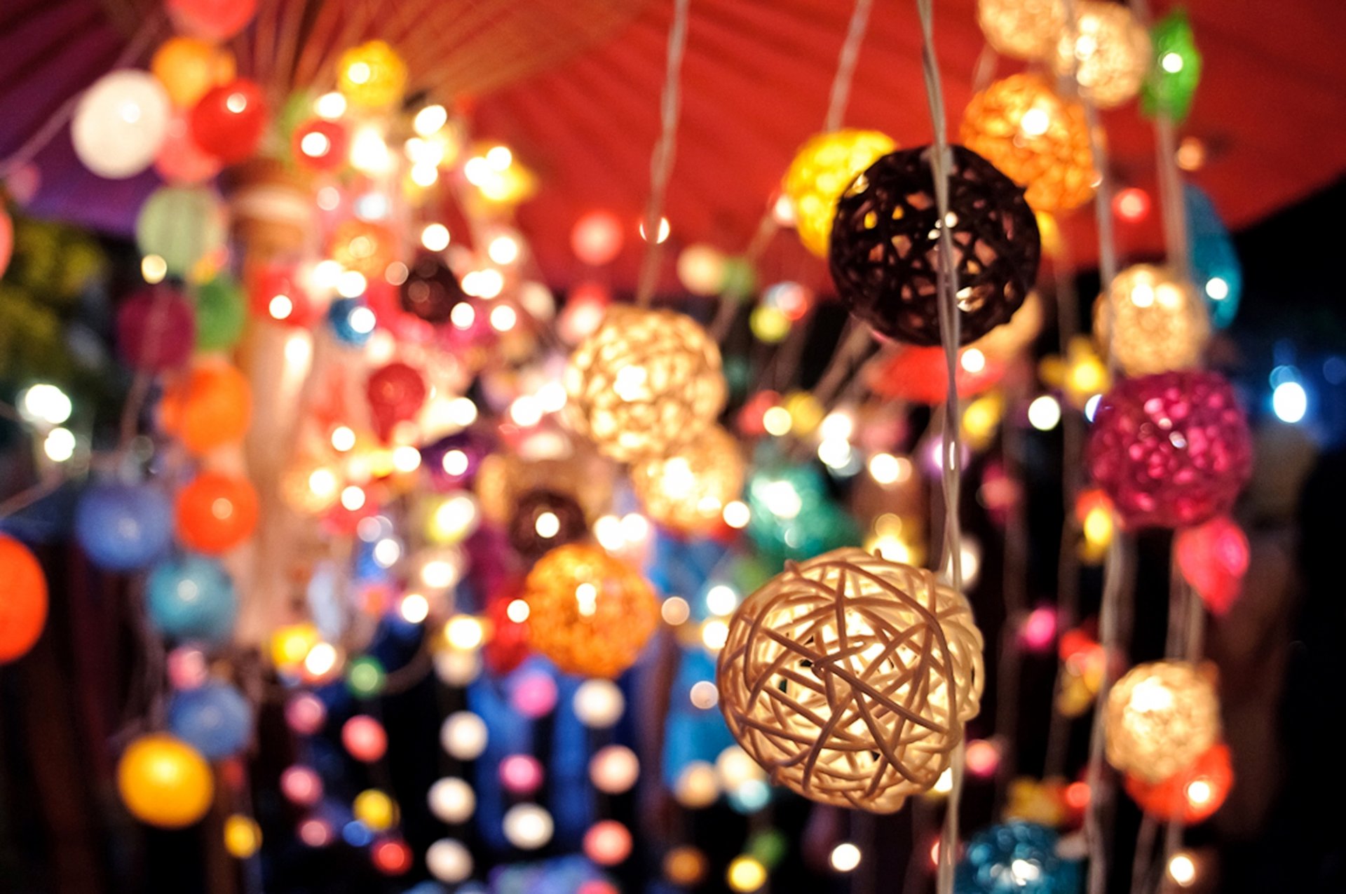 lanterns garlands macro bokeh lights lights light multicolored