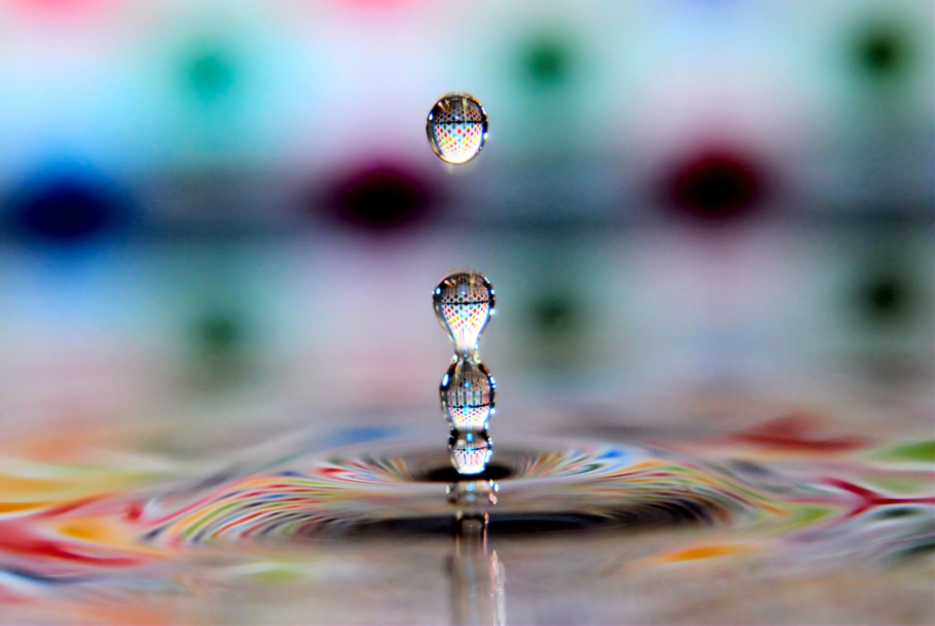 agua gota refracción colores macro