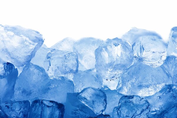 Photo of transparent blue ice cubes