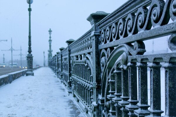 St. Petersburg Bridge in winter