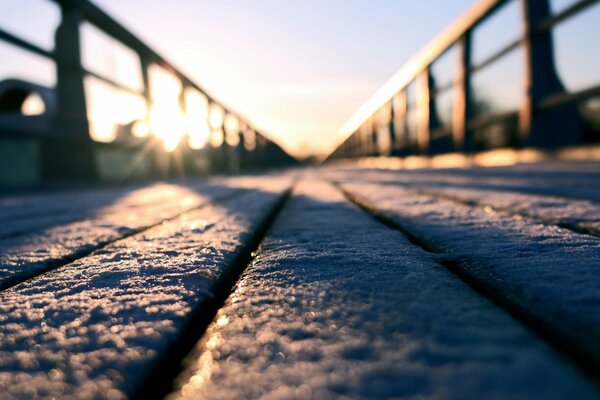 Frozen snow bridge in winter