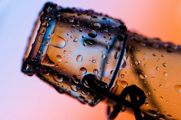 Water drops on the bottle neck