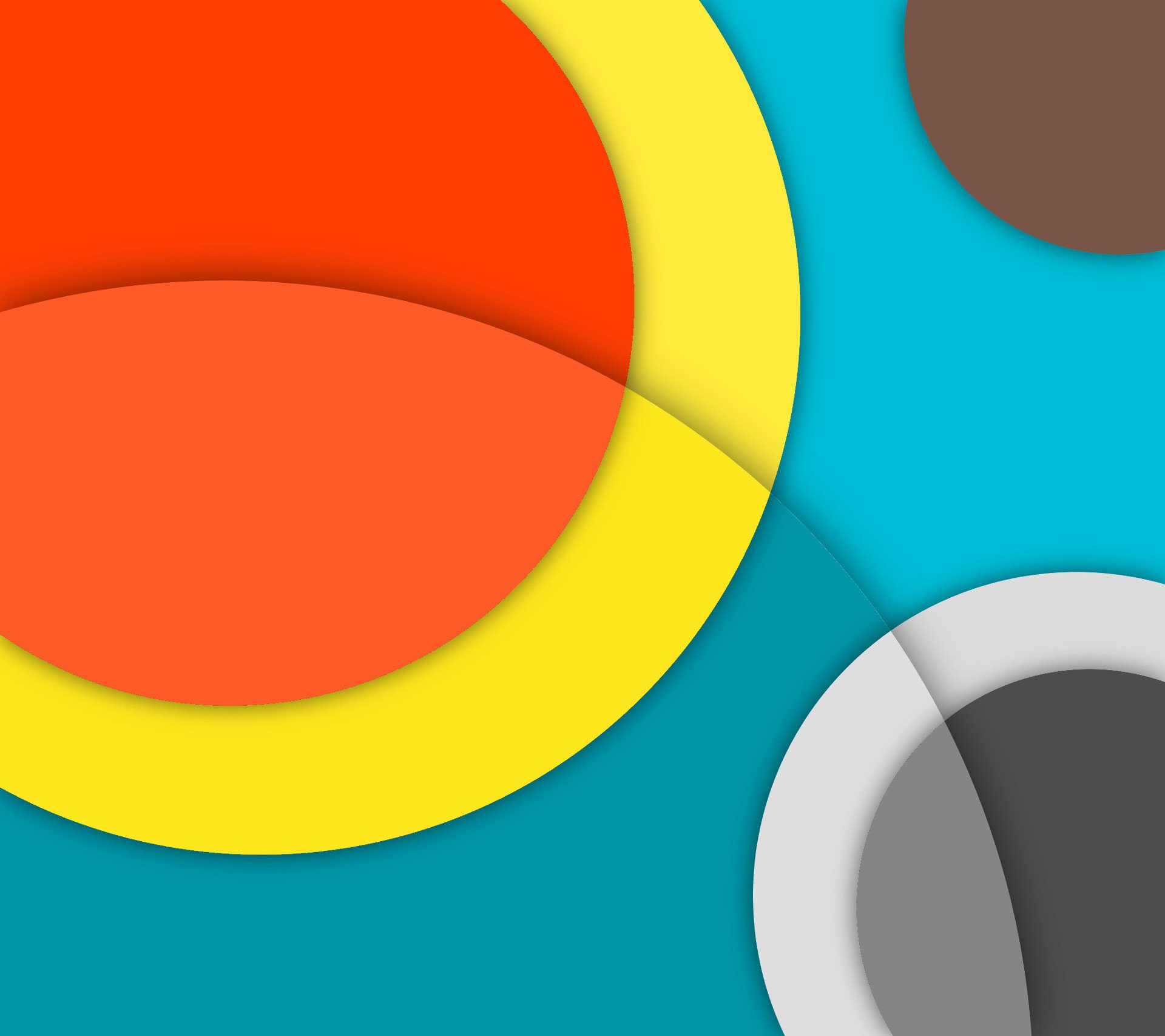 android 5.0 lollipop material design lines abstraction stripes colors circles semicircle orange yellow blue