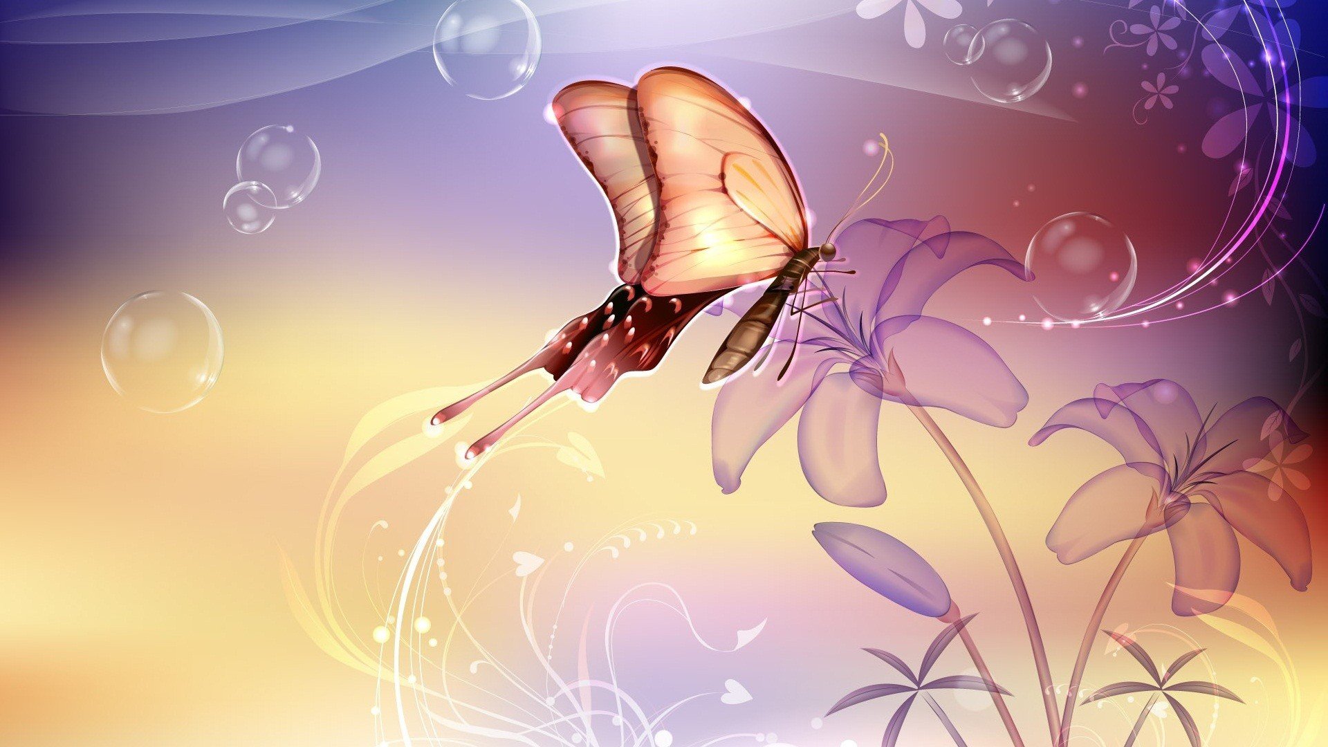 abstract butterfly flower bubble