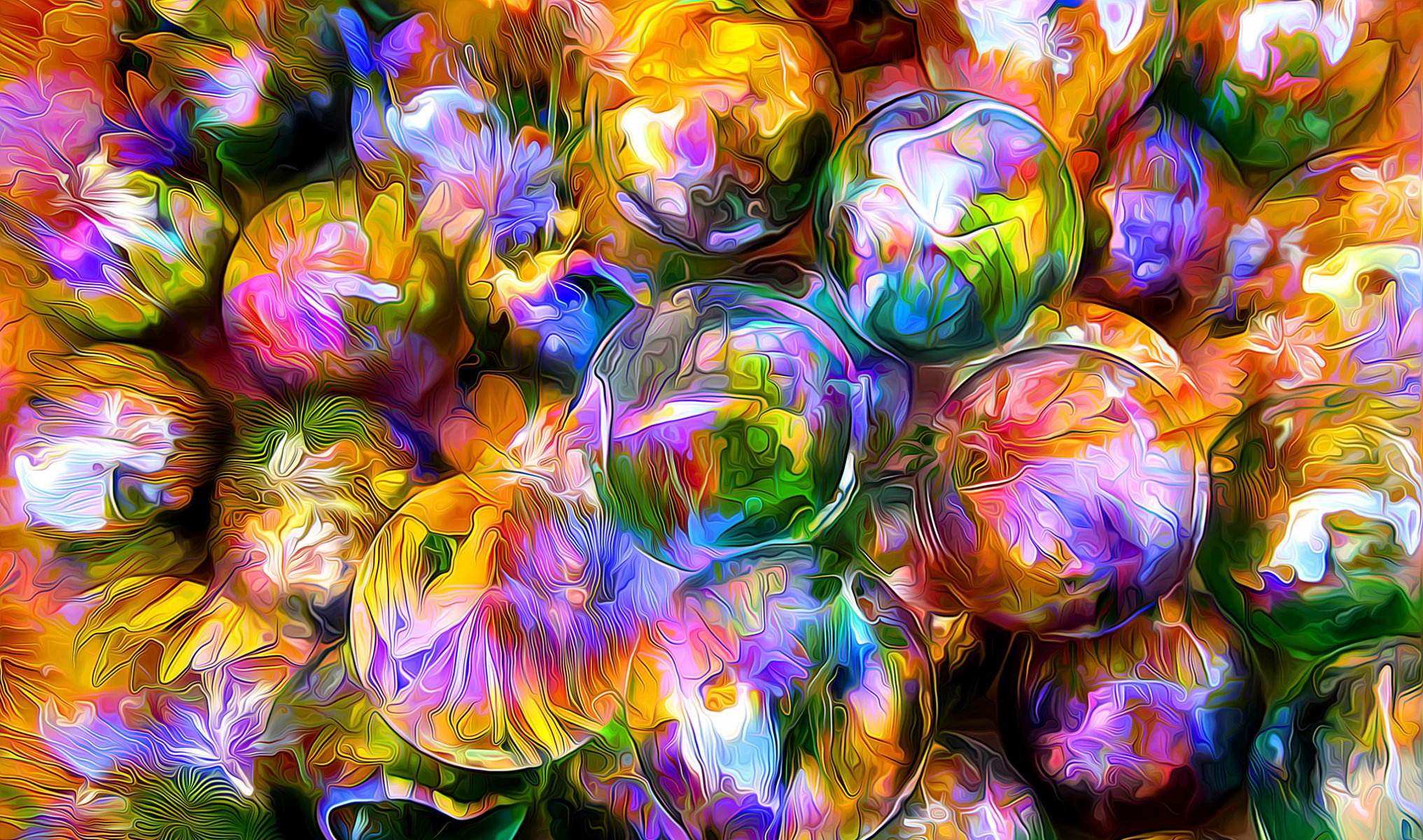 ballon blumen blütenblätter reflexion linien rendering