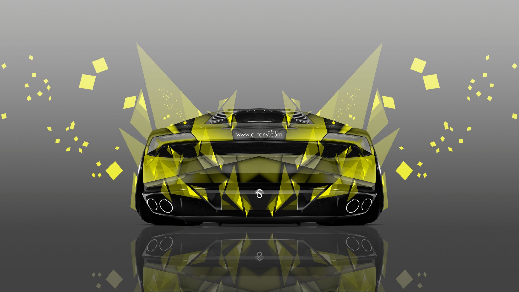 tony kohan lamborghini urakan back abstract yellow silver effects el tony cars photoshop art design wallpaper abstract lamborghini rear view yellow 4k 2014