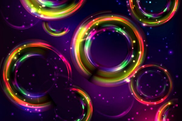 Colorful bubbles on a purple background
