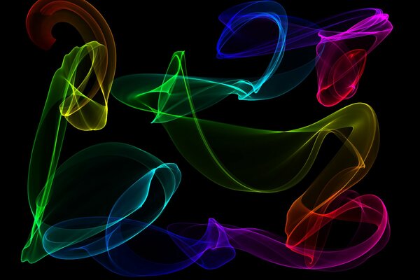 Bright neon colors on a black background