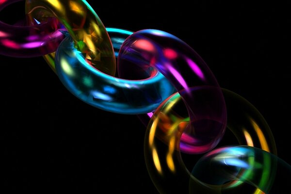 Chain of colored glass on a black background