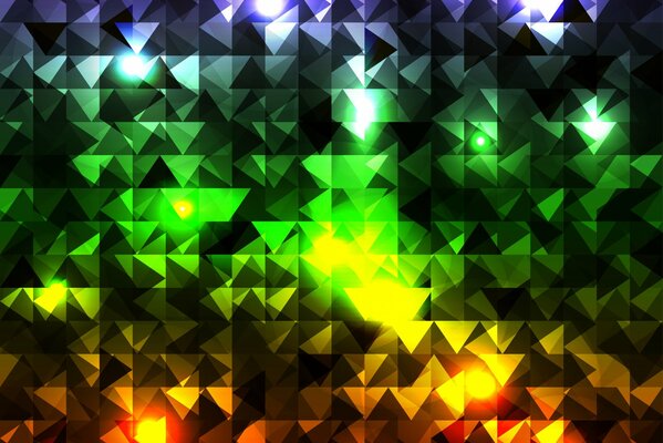 Imagen tridimensional de triángulos de colores